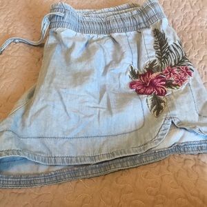 Express - Chambray Embroidered Shorts